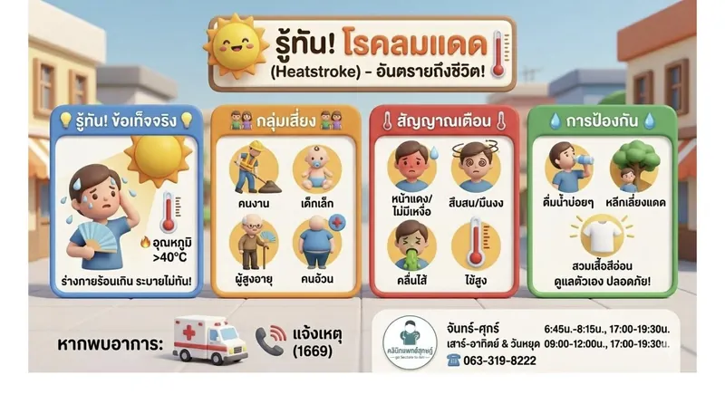 อินโฟกราฟิกเรื่องโรคลมแดด Heatstroke